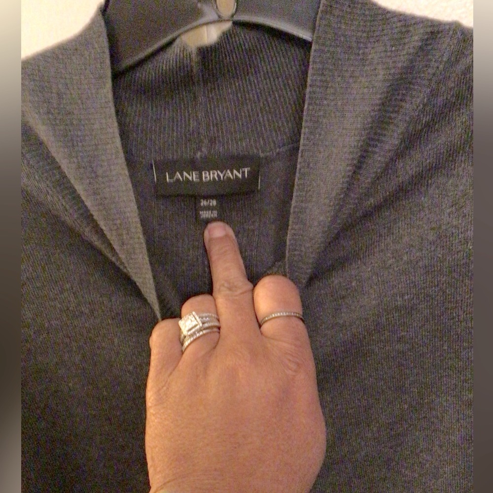 BUY NOW - Lane Bryant Gray Hint of Turquoise Sweater - Plus - Picture 2 of 6